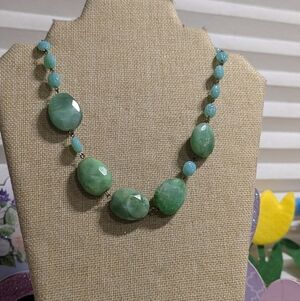 Boho Mint Green Faceted Chunky Stone Statement Necklace